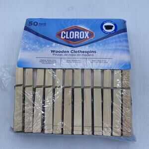 Clorox Wood Clothespins with Spring - Value Pack of 50 Clips, Rust Natural